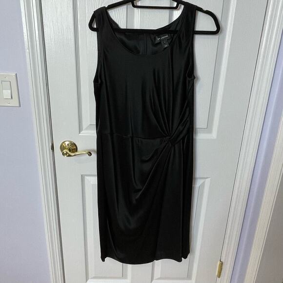 St John evening dress black charmeuse side gather 12 party - Picture 3 of 8